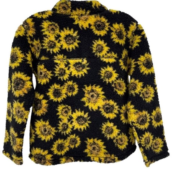 Treasure & Bond Girl's Textured Fleece Sunflower Print Zip Pullover NWT Sz Large - Picture 3 of 9